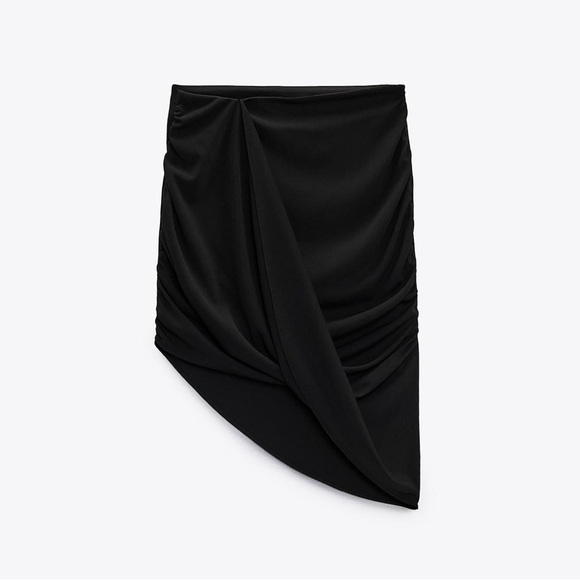 Zara Dresses & Skirts - Elegant Black Draped Asymmetric Skirt